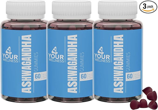 Ashwagandha Gummies Mixed Berry KSM-66, Lion's Mane, Vitamin-D, Non-GMO, Gluten-Free, Gelatin Free & Kosher | for Daily Focus Boost (180 Count (Pack of 3))