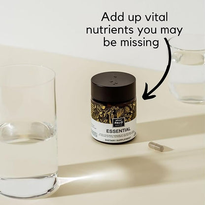 PALO Essential+ Adult One Daily Ritual Multivitamin with Vitamins D3, K2 (as MK7), B12, E, Folate, Minerals Boron and Magnesium and More (60 Capsules, 2 Month Supply)