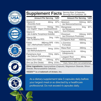 Pre Conception Male Fertility Supplement - Advanced Fertility Supplement for Men with CoQ10 Maca Root Methyl Folate & D-Aspartic Acid for Enhanced Count Motility & Overall Fertility Support (1 Month)