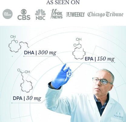 TAHIRO Vegan Omega-3 Softgels - Plant-Based Supplement with DPA, DHA & EPA - Nutrients for Men, Women and Pregnant Women - Supports Brain Health - Prenatal & Joint Supplements, 1000mg