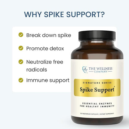 The Wellness Company Spike Support | 60 ct (1 Month Supply) | with Nattokinase, A Proteolytic Enzyme for Fibrinolytic (Anti-Clotting) | Non-GMO, Vegan, Gluten Free | for Year-Round Immune Support