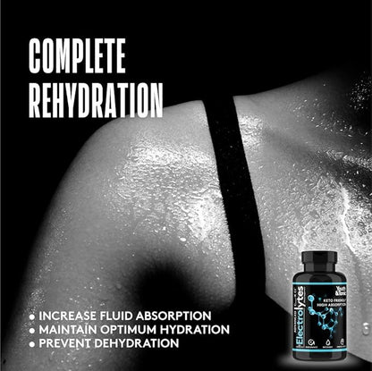 Complete Electrolyte Supplement w High Bioavailability and Cmax Chloride Potassium Magnesium for Endurance Muscle Recovery Mental Focus. Rapid Rehydration Salts and Keto Friendly Pills with 200 caps