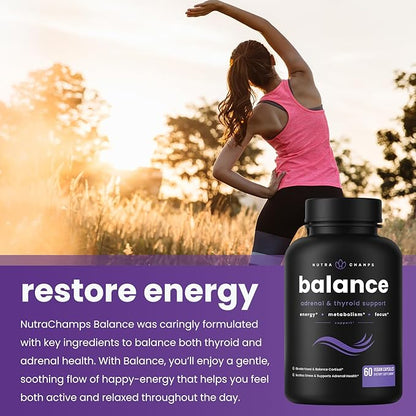 NutraChamps Thyroid Support & Adrenal Support Supplement 2-in-1 Formula with Iodine & Ashwagandha for Energy, Metabolism, Focus, Adrenal Fatigue & Stress Relief, Cortisol Balance for Women & Men
