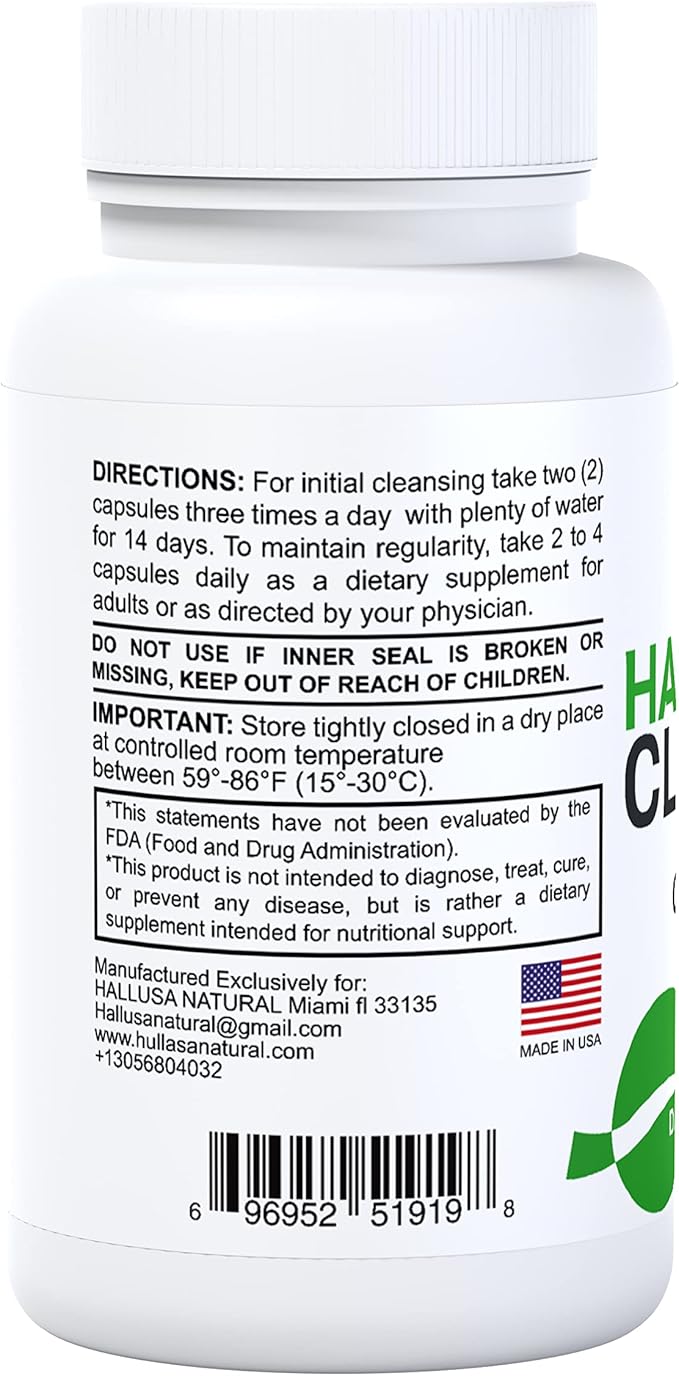 Hallcolon Cleanser, Clean Colon Detox – 60 Capsules - for 14 Days Supply