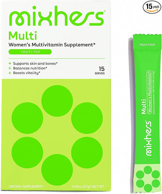 Multi - Daily Multivitamin Drink Mix - For Immune Health, Energy, Nutrition, Skin & Bones - With Vitamin B12, Folate & More - 15 Packets - Fruity Pop Flavor