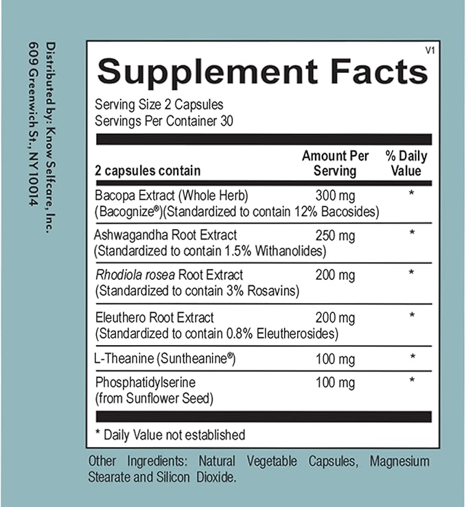 Veracity Cortisol Calming, Sleep & Worry Support Supplement, Hormone Balance for Women, Organic Ashwagandha Supplements, Bacopa Extract, Eleuthero, L Theanine, Adaptogens to Calm Body & Skin, 60 Caps