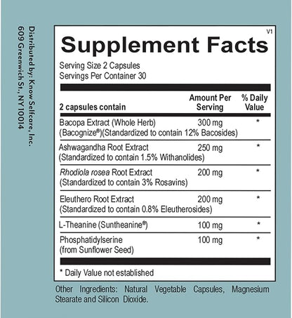 Veracity Cortisol Calming, Sleep & Worry Support Supplement, Hormone Balance for Women, Organic Ashwagandha Supplements, Bacopa Extract, Eleuthero, L Theanine, Adaptogens to Calm Body & Skin, 60 Caps