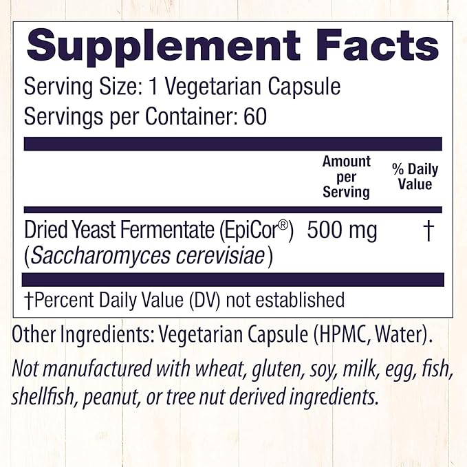 Healthy Origins EpiCor (Immune Protection), 500 mg - Plant-Based Immune Support Capsules - Gluten-Free & Non-GMO Supplement - 60 Veggie Caps