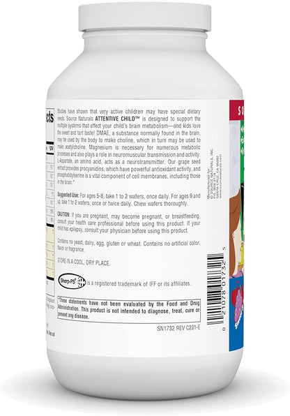 Source Naturals Attentive Child Chewable Wafers for Brain Metabolism Support - 120 Fruit Wafers