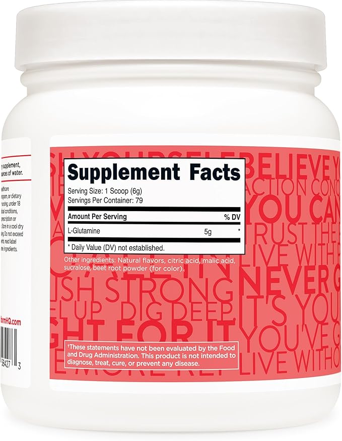 TransformHQ L-Glutamine Powder 500g (Strawberry Lemonade) - Gluten Free, Non-GMO