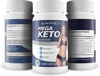 Mega Keto Diet + Cleanse - Help Reduce Gut Bloat - Blast Out Carbs to Support Ketosis Cleanse - Digestive Cleansing Ketogenic Support - Body Cleanse & Liver Cleanse - Help Support Overall Health