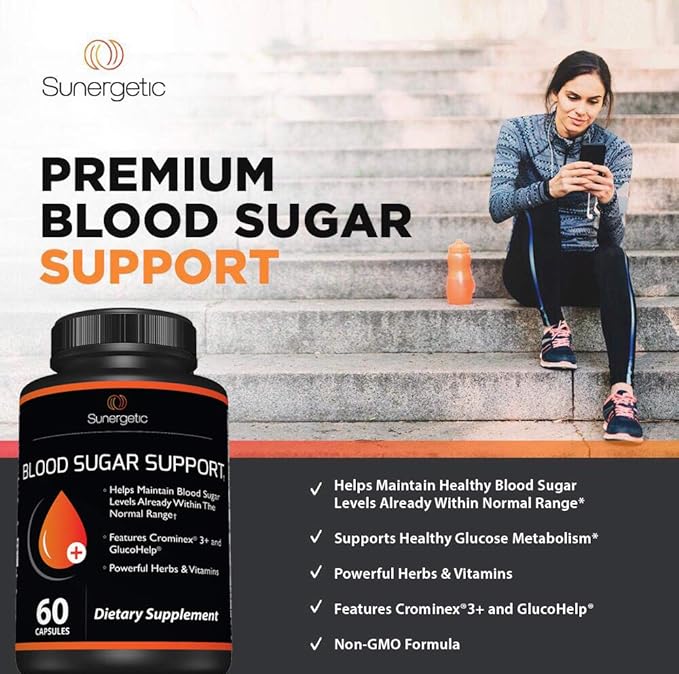 Premium Blood Sugar Support Supplement–Supports Healthy Blood Sugar Levels Already Within Normal Range – Includes Bitter Melon Extract, Vanadium, Chromium, Cinnamon, & Alpha Lipoic Acid-60 Capsules