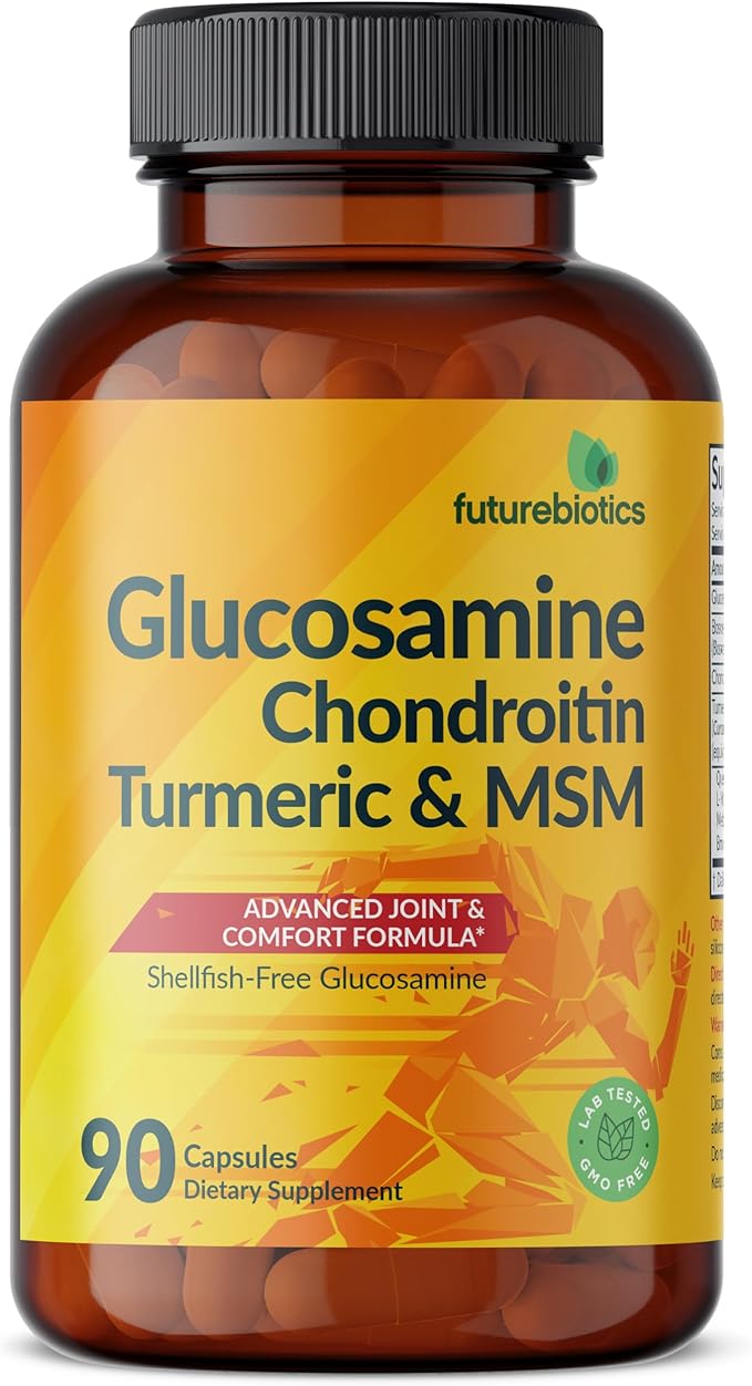 Futurebiotics Glucosamine Chondroitin Turmeric & MSM Advanced Joint Formula, Supports Healthy Joints & Mobility - Non-GMO, 90 Capsules