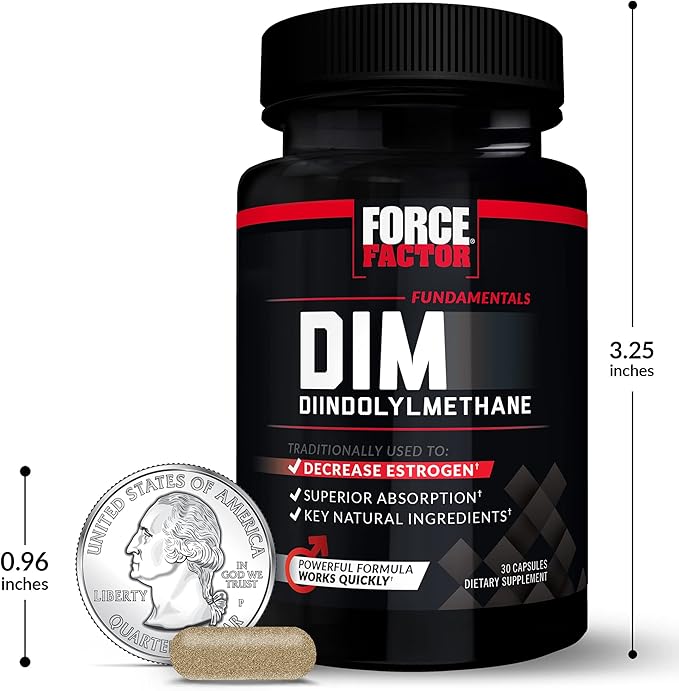 Force Factor DIM, 2-Pack, Pills to Decrease Estrogen in Men, Diindolylmethane Supplement with Key Natural Ingredients and Superior Absorption, Diindolylmethane 300mg, Works Fast, 60 Capsules