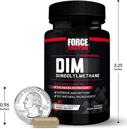 Force Factor DIM, 2-Pack, Pills to Decrease Estrogen in Men, Diindolylmethane Supplement with Key Natural Ingredients and Superior Absorption, Diindolylmethane 300mg, Works Fast, 60 Capsules