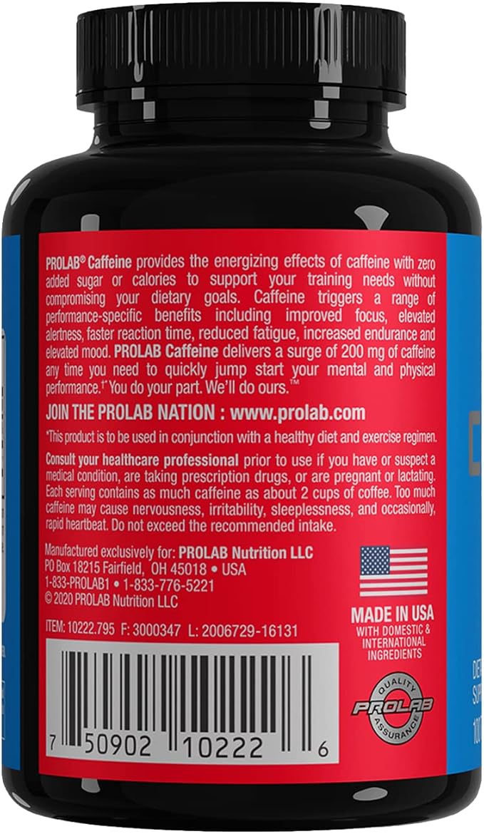 ProLab Caffeine Tablets 100 Count (Pack of 4)