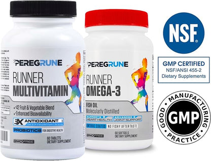 Runner Multivitamin & Omega 3 Fish Oil Bundle | Engineered Multivitamin for Runners | Antioxidants for Health & Recovery | Vitamin B Complex for Endurance, Energy | Joints & Heart Health