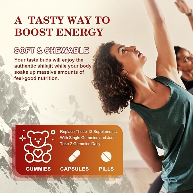 Shilajit Resin Gummies, Shilajit Irish Sea Moss Supplement with Black Seed Oil, Ashwagandha Ginger, Panax Ginseng, Shilajit Gummies with 85+ Trace Minerals & Fulvic Acid for Energy, Immune Support