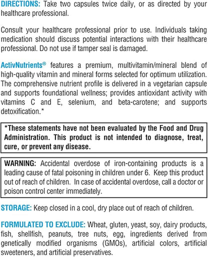 XYMOGEN ActivNutrients with Iron and Copper - Multivitamin Multimineral for Wellness, Immune, Energy and Mood Support - Chelated Minerals + Active B Vitamins with Folate (120 Capsules)