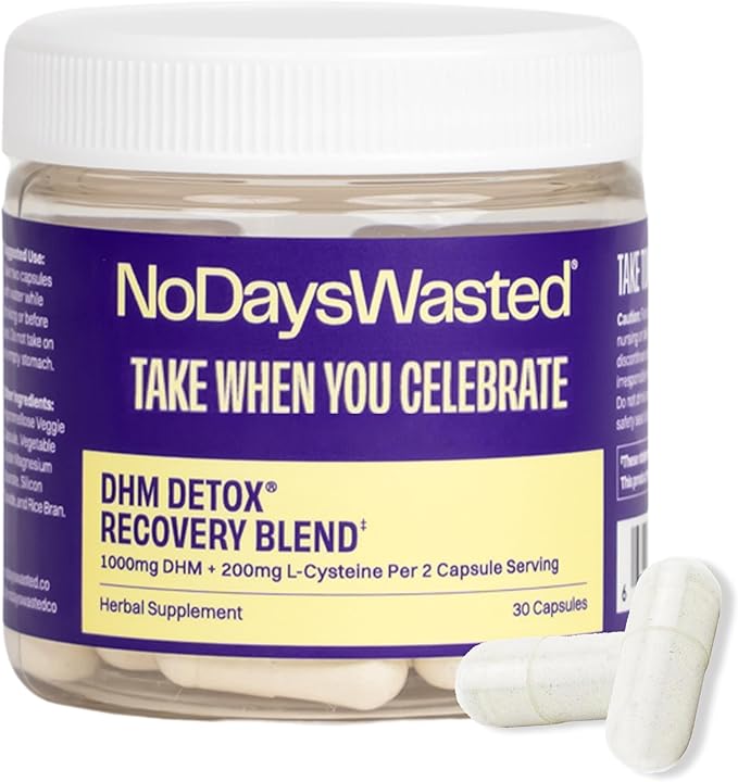 DHM Detox, 30 Capsules (15 Servings) - Jar - Take During Evening for Better Next Day and Recovery