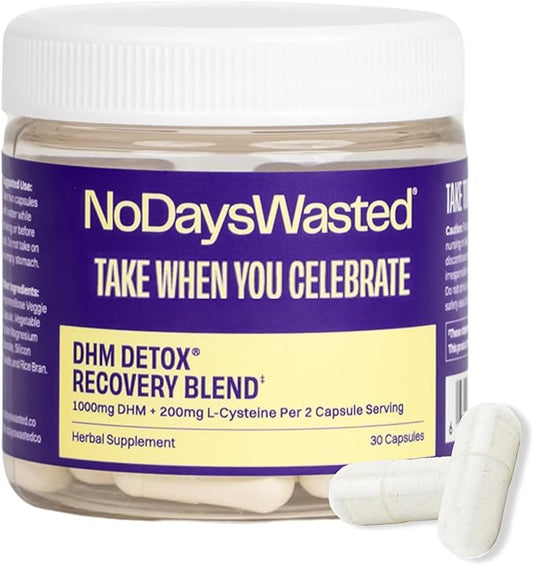 DHM Detox, 30 Capsules (15 Servings) - Jar - Take During Evening for Better Next Day and Recovery