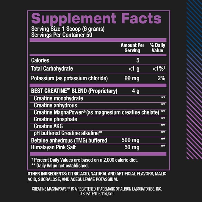 BPI Sports Best Creatine - Creatine Monohydrate, Himalayan Salt - strength, Pump, Endurance, Muscle Growth, Muscle Definition - No Bloat - Snow Cone - 50 servings - 10.58 Oz