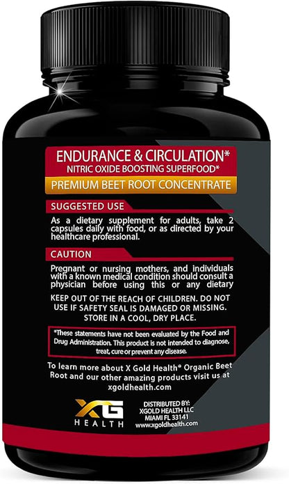 Organic Beet Root Powder 1350mg 200 Veggie caps Superfood Nitric Oxide Strongest Premium Supplement Natural Nitrates | Black Pepper for Best Benefits | Vegan, Non-GMO, & Gluten-Free | Made in USA