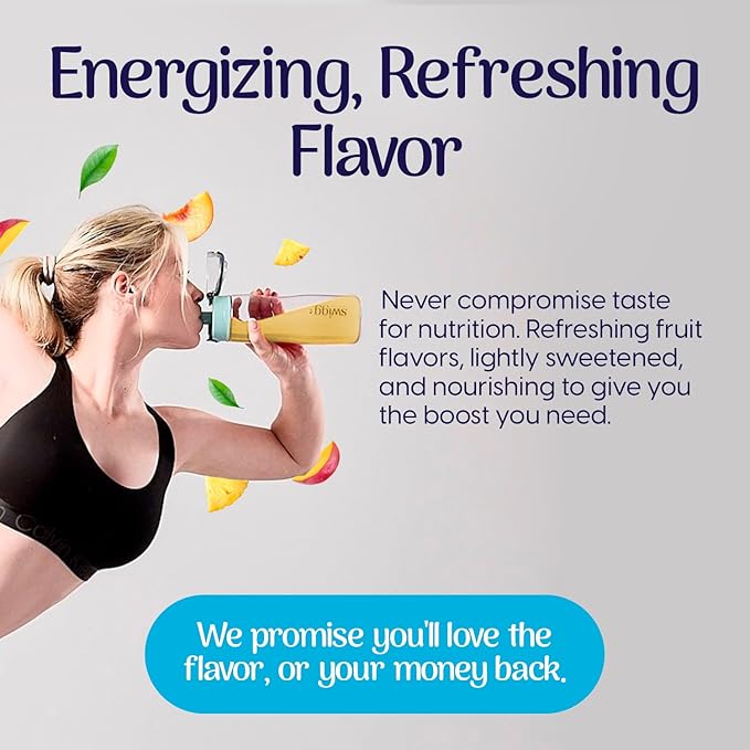 Swigg Electrolytes Powder Packets - No Sugar Multivitamin Hydration Powder, Sugar Free Electrolyte Drink Mix with Vitamin B12, B5, B6, C, D and Folate, Multi Vitamin Water, Tropical Fusion - 30 Sticks