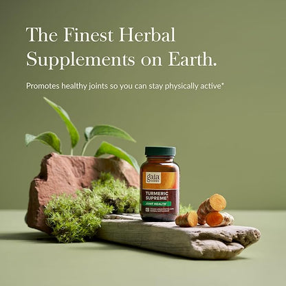 Gaia Herbs Turmeric Supreme Joint Health - Joint Support Supplement - with Quercetin, Black Pepper, Boswellia, Ginger Root, Curcuminoids, & More - 60 Liquid Phyto-Capsules (15-Day Supply)