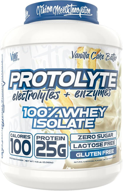 VMI Sports ProtoLyte Whey Isolate Protein Powder, Vanilla Cake Batter, 4.6 lbs