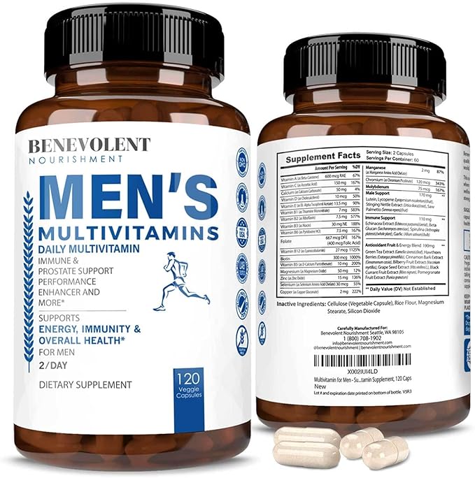 Multivitamin for Men - Supports Energy & Overall Health - Essential Daily Vitamins for Men, Biotin, Magnesium, Zinc & Antioxidant for Immune Health - Non-GMO Men Multivitamin Supplement, 120 Caps
