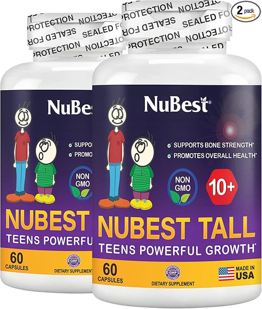 NuBest Tall 10+ - Advanced Bone Strength Formula - Supports Immunity, Healthy Development & Optimal Wellness - for Children (10+) & Teens Who Drink Milk Daily - 2 Pack | 2 Months Supply