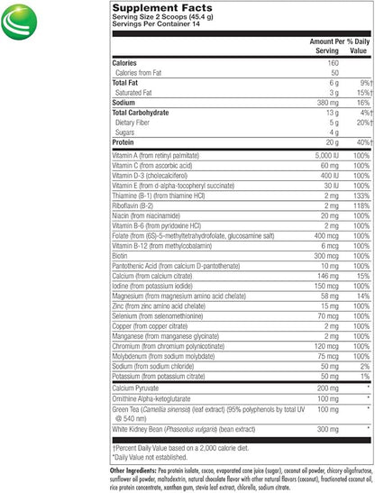 Nutra BioGenesis - UltraLean Vegan Chocolate - Gluten Free Functional Food Shake, Powdered Nutritional Beverage, Plant Based Protein Supplement - 1.4 Lb