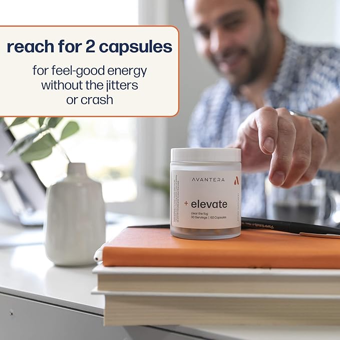 Avantera Elevate Premium Nootropic Supplement - Beat Brain Fog - Best Focus Supplements for Memory & Focus Support - Energy Without Crash - 60 Count Pills for Women & Men