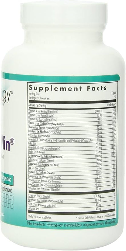 Nutricology Multi-Vi-Min Without Copper & Iron - Multivitamin for Men & Women, Mineral Complex, Active Nutrients, with Iodine - 150 Count