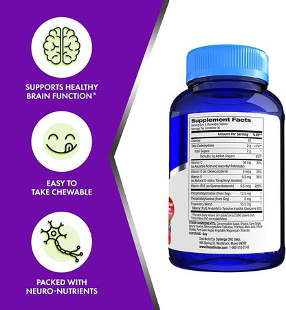 Focus Factor Kids Complete Daily Chewable Vitamins: Multivitamin & Neuro Nutrient (Brain Function) w/Vitamin B12, C, D3-60 Count