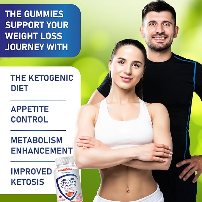 Organic Keto ACV Gummy Advanced Weight Loss - Gluten & Sugar Free Pro Active Rapid Belly Fat Burner Apple Cider Vinegar Diet Supplement for Women Men (1200MG) (2 Packs)