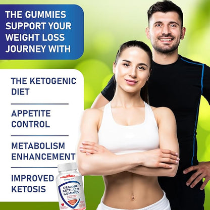 Organic Keto ACV Gummy Advanced Weight Loss - Gluten & Sugar Free Pro Active Rapid Belly Fat Burner Apple Cider Vinegar Diet Supplement for Women Men (1200MG) (2 Packs)