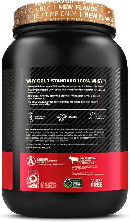 Optimum Nutrition New Flavor Gold Standard 100% Whey Protein Powder, Cinnamon Roll, 2 Pound (Pack of 1) (Packaging May Vary)