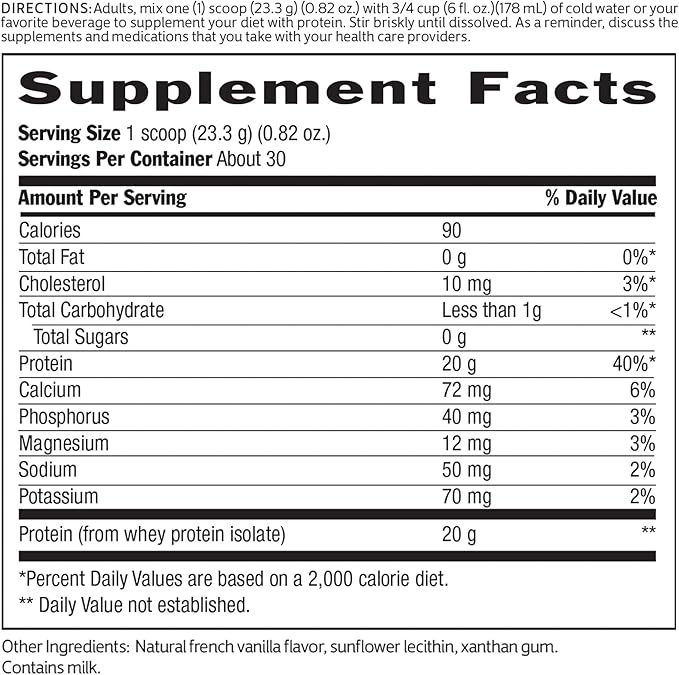 Biochem 100% Whey Isolate Protein Powder - Grass Fed, Low Carb, Keto-Friendly, Non-GMO, Gluten-Free - Supports Immune Health & Muscle Recovery 20g Vegetarian Protein per Serving - Natural Flavor,1.5lb