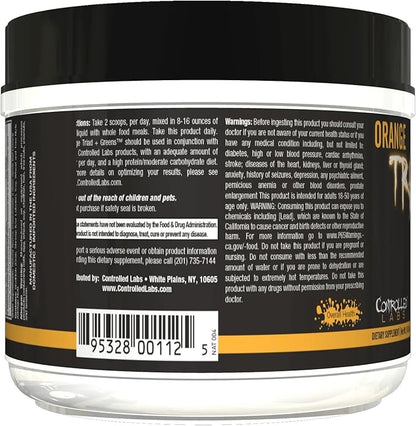 CONTROLLED LABS Orange Triad Plus Greens for Men and Women, 30 Servings Iron Free Sports Supplement for Overall Health, Multivitamin, Digestion, Immune System, and Joint Health