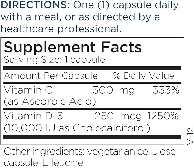 Metabolic Maintenance Vitamin D-3 10,000 IU - Easier Absorption D3 for Immune, Mood + Cardiovascular Support (60 Capsules)