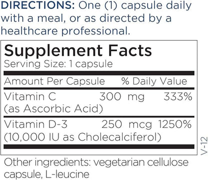 Metabolic Maintenance Vitamin D-3 10,000 IU - Easier Absorption D3 for Immune, Mood + Cardiovascular Support (60 Capsules)