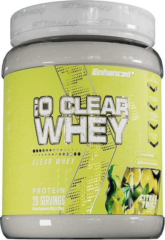 Enhanced Labs iO Clear Whey Protein, Available in 3 Flavors, 20 Servings, 24g Protein per Serving (1 Tub, Citrus Twist)