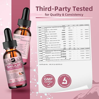 Shilajit Resin Liquid Drops | Shilajit for Men and Women with Ashwagandha, Turmeric, Ginseng, Chaga, 85+ Trace Minerals Fulvic Acid Shilajit Resin Complex for Immune Support, Energy Booster - Vegan