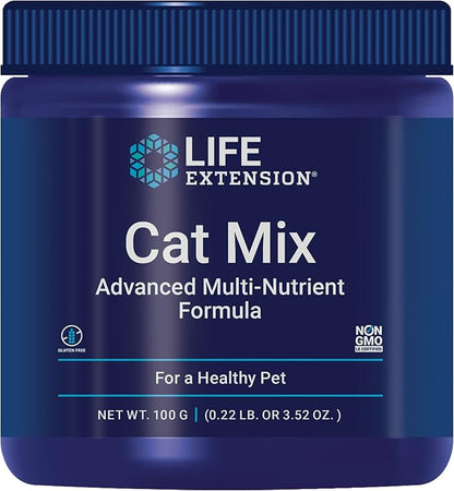 Life Extension Cat Mix – For Heart, Kidney & Pancreatic Function + Gut Health –with Vitamins & Essential Nutrients - Formula For Kitty - Gluten-Free, Non-GMO – Net Wt.100 Grams (85 Servings)