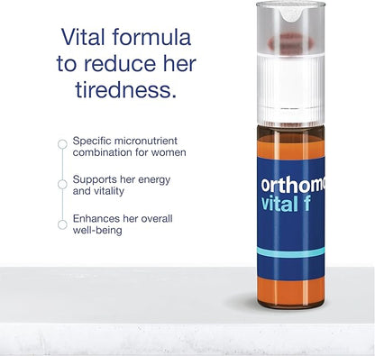 Orthomol Vital F Vial, Women's Multivitamin, 7-Day Supply, Vitamins A, B, C, D, E, K, Calcium, Iodine, Omega-3