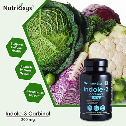 Indol-3 Carbinol 200mg 90 Veggie Capsules, Dietary Supplement for Healthy System, Vitamin Capsules for Men, Women and Adults, Multivitamins Capsules, Vitamin Supplements.