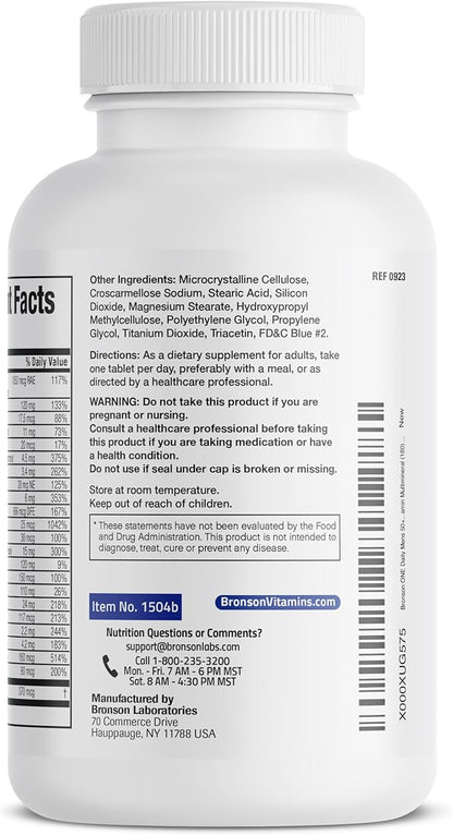 Bronson ONE Daily Mens 50+ Complete Multivitamin Multimineral, 180 Tablets