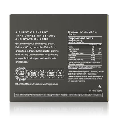 Shaklee - Performance Pre-Workout Energy Drink - Green Tea Extract Lemon Flavor - Energy Boost - Beta-Alanine & L-theanine - 100mg Caffeine, 800mg Beta-Alanine and 100mg L-theanine - 30 Servings